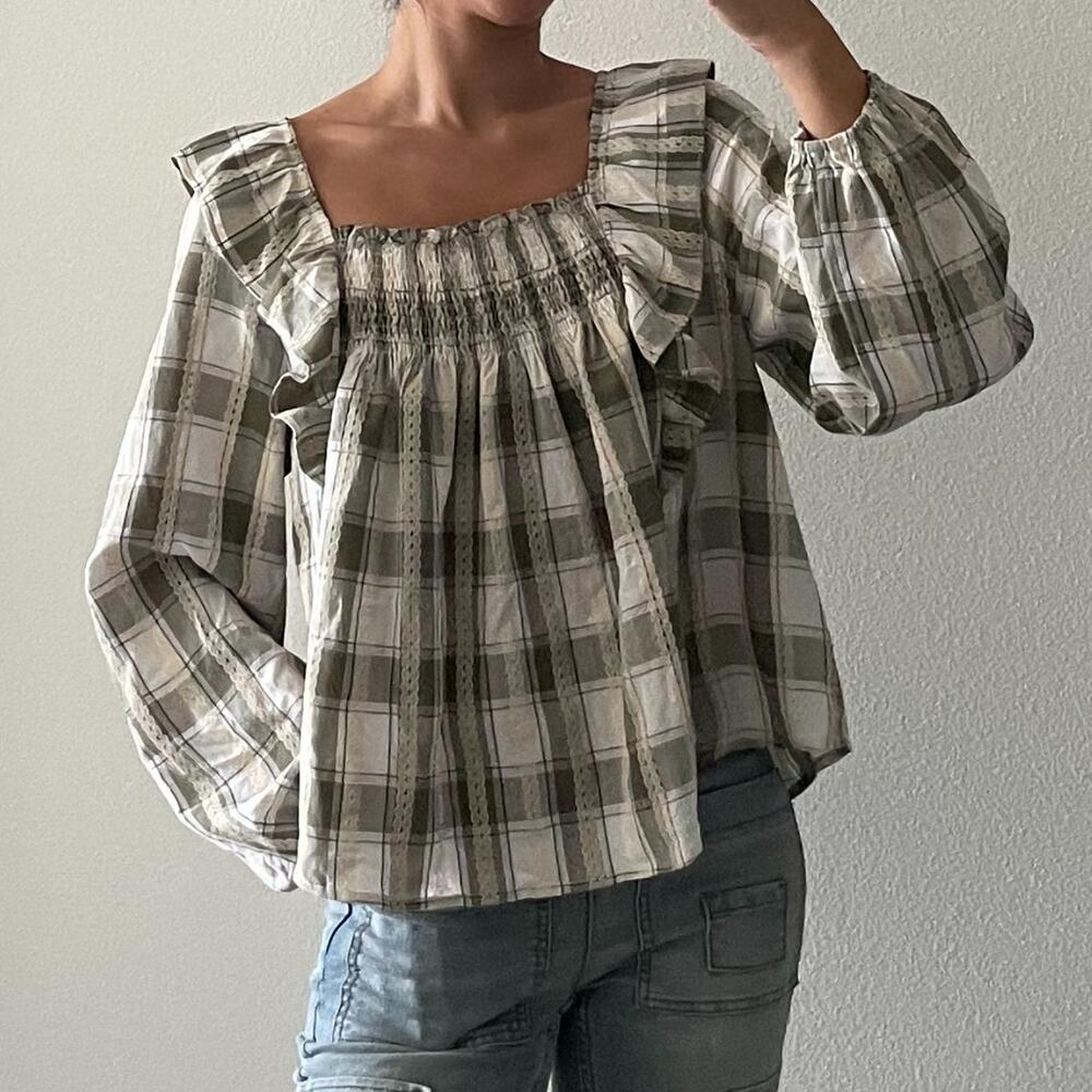 White and Green Top
